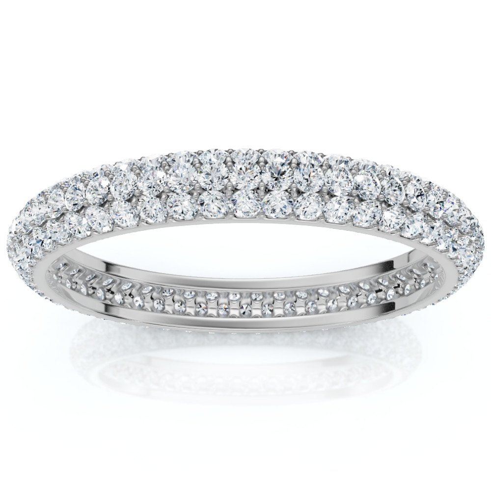 1.10ct Pave Diamond Eternity Wedding Ring 14K White Gold Lab Grown (F-G, VS)