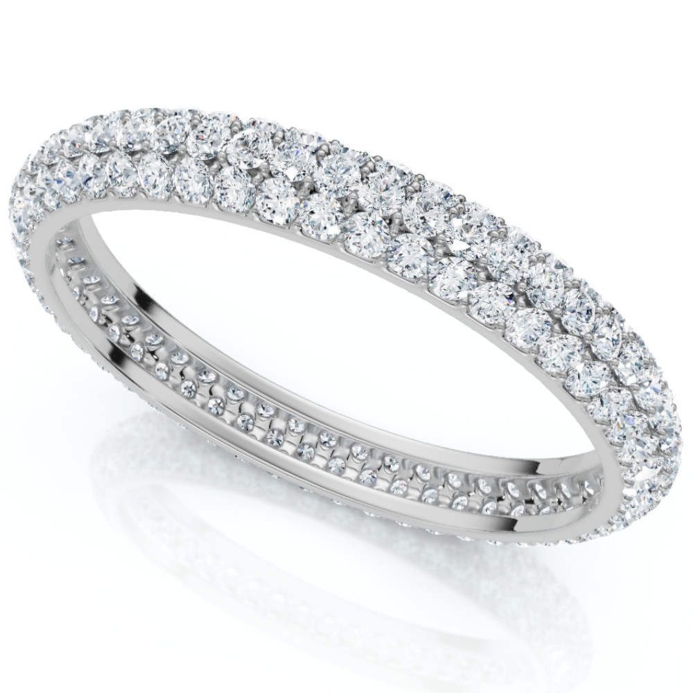 1.10ct Pave Diamond Eternity Wedding Ring 14K White Gold Lab Grown (F-G, VS)