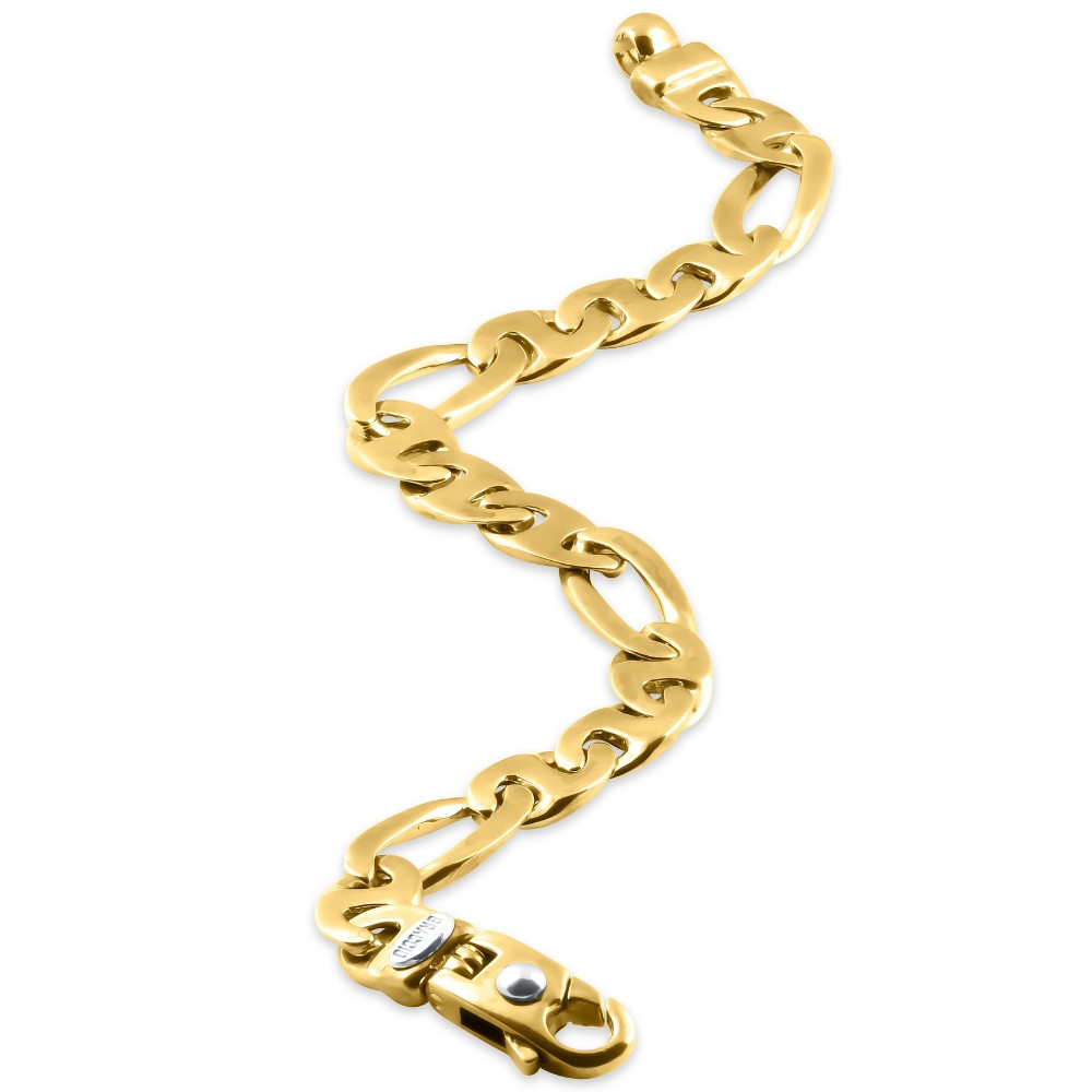 Men's Figaro Link 14k Gold (30gram) or Platinum (49gram) 9.5mm Bracelet 8.5"