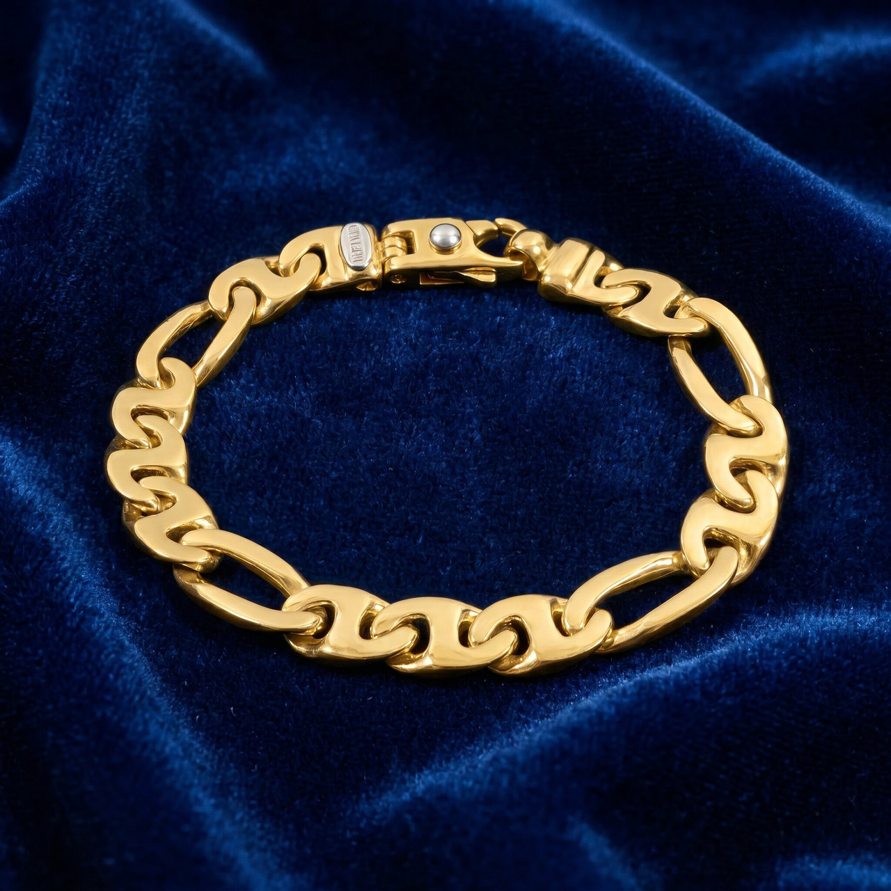 Men's Figaro Link 14k Gold (30gram) or Platinum (49gram) 9.5mm Bracelet 8.5"