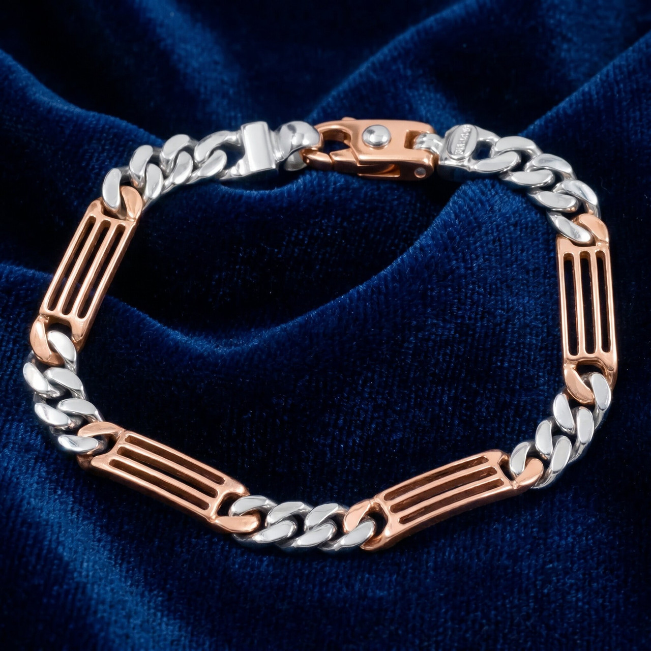 Men's Figaro Link 14k Gold (28gram) or Platinum (45gram) 7mm Bracelet 8"