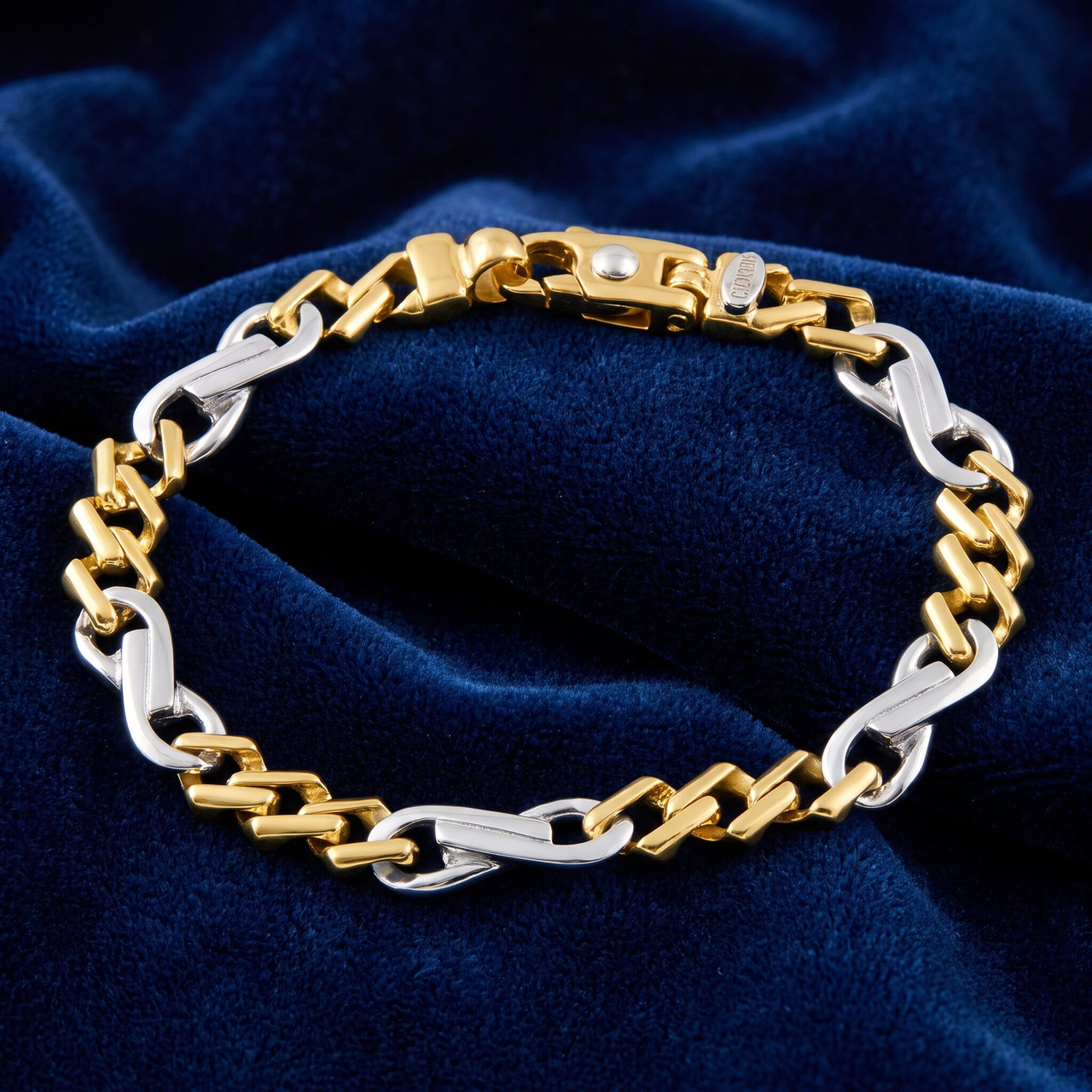 Men's Figaro Link 14k Gold (40gram) or Platinum (65gram) 9.5mm Bracelet 8.25"