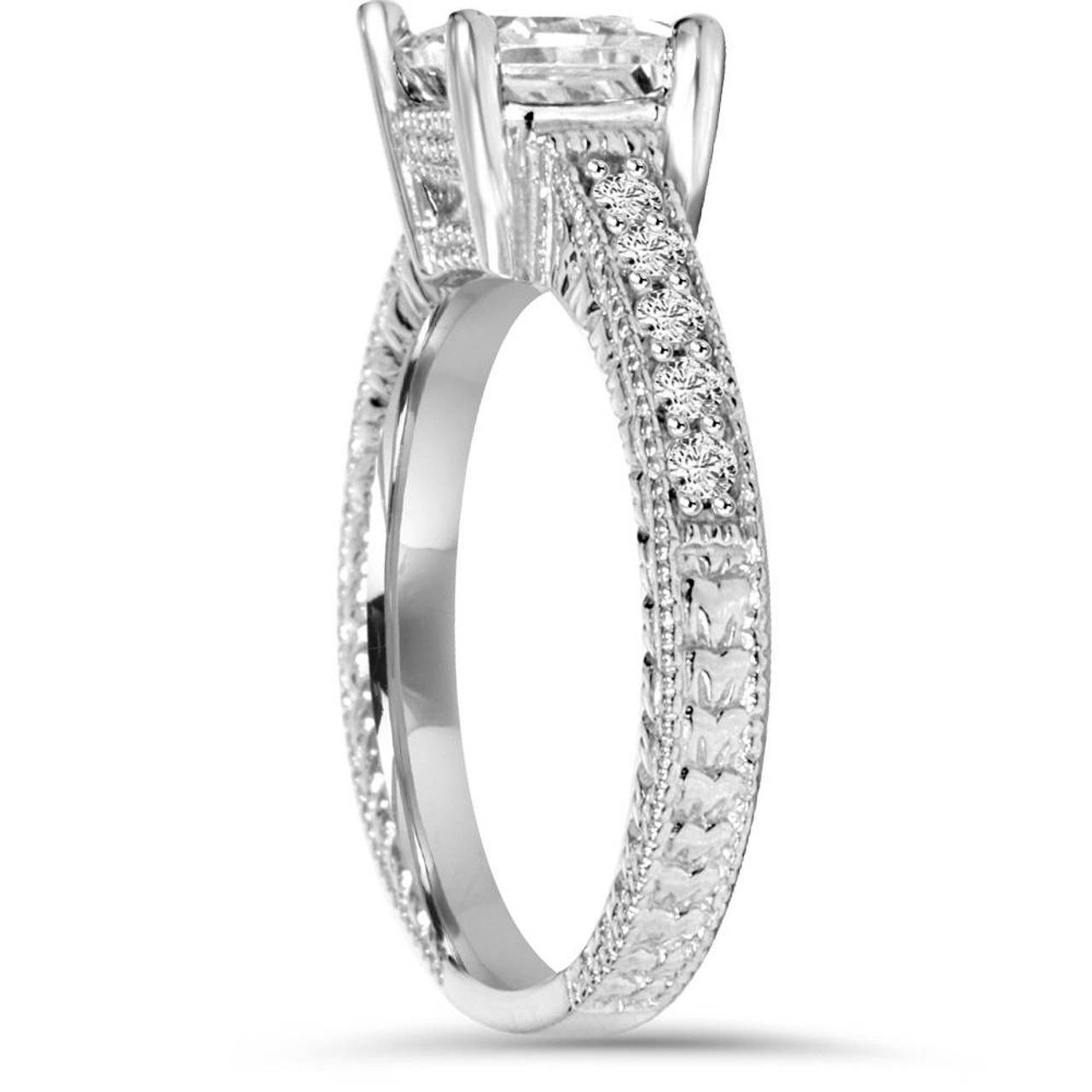 1 1/4Ct Princess Cut Diamond Engagement Ring 14k White Gold Lab Grown (F-G, VS)