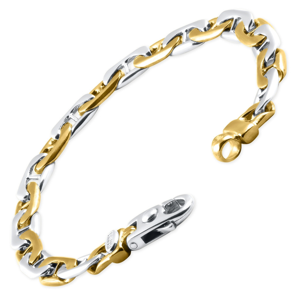 Men's Designer Mariner Link 14k Gold (32gram) or Platinum (52gram) 7.5mm Bracelet 8"