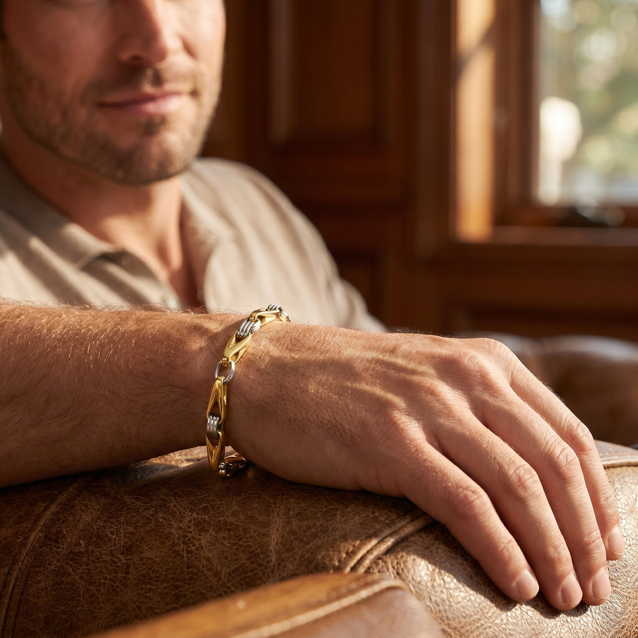 Men's Designer Seed Link 14k Gold (38gram) or Platinum (61gram) 6mm Bracelet 9"