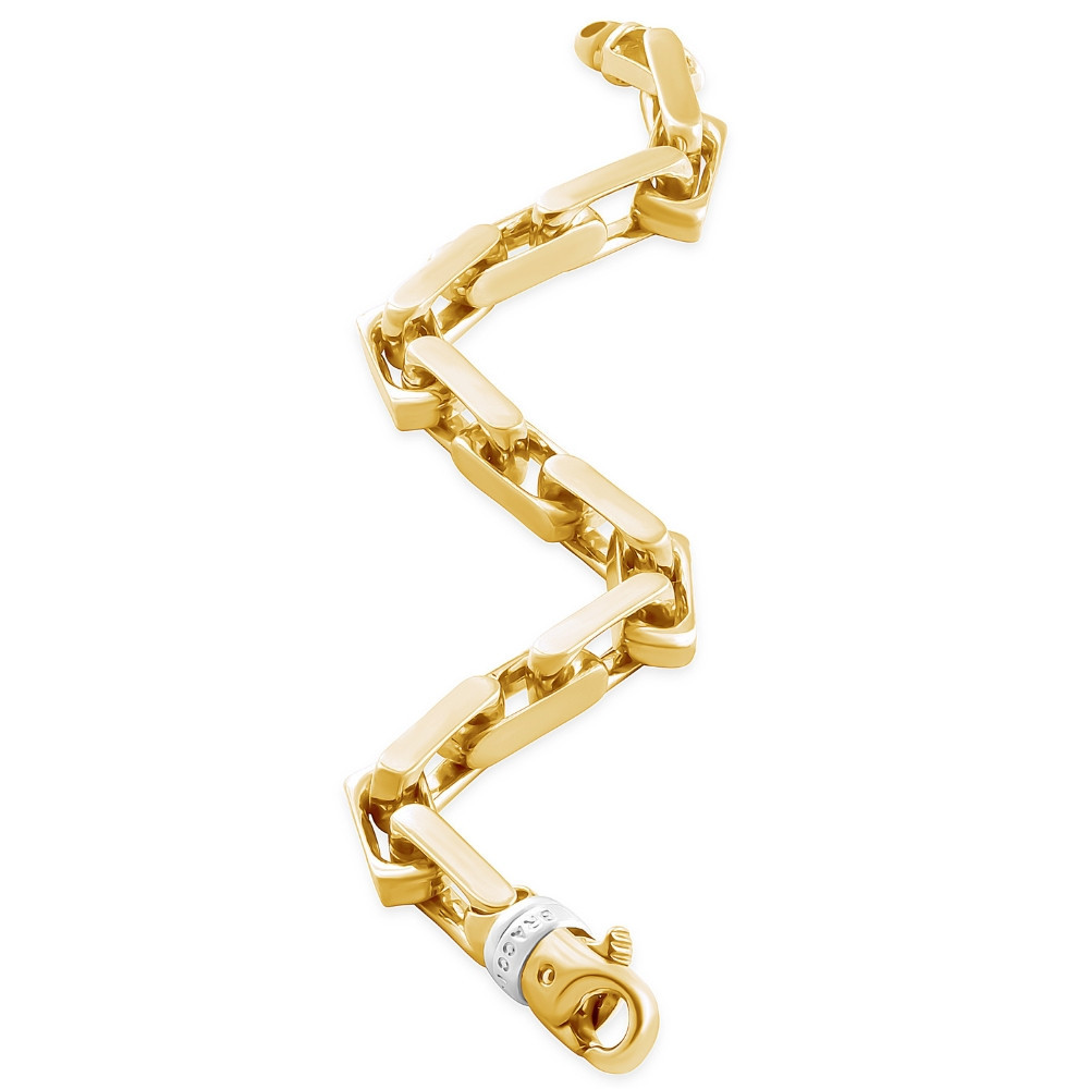 Men's Square and Rounded Link 14k Gold (65gram) or Platinum (104gram) 8mm Bracelet 8.5"