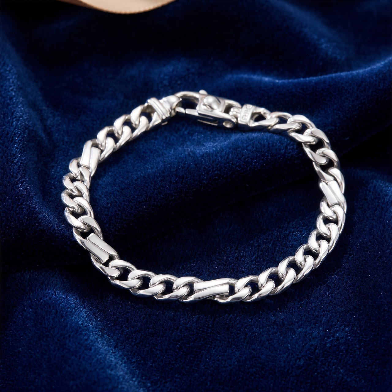 Men's Figaro Link 14k Gold (19gram) or Platinum (30gram) 5.5mm Bracelet 8"