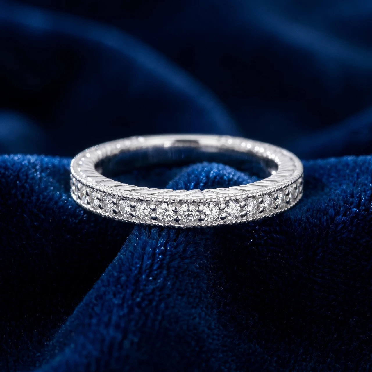1/5ct Heirloom Diamond Vintage Wedding Ring 14K White Gold Womens band (G-H, I1)