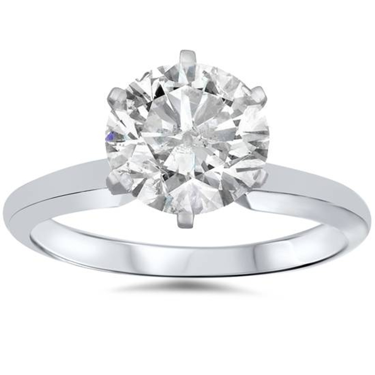 Pompeii3 1/2ct Round Solitaire Diamond Engagement Ring 14K White Gold Enhanced - Size 8.5
