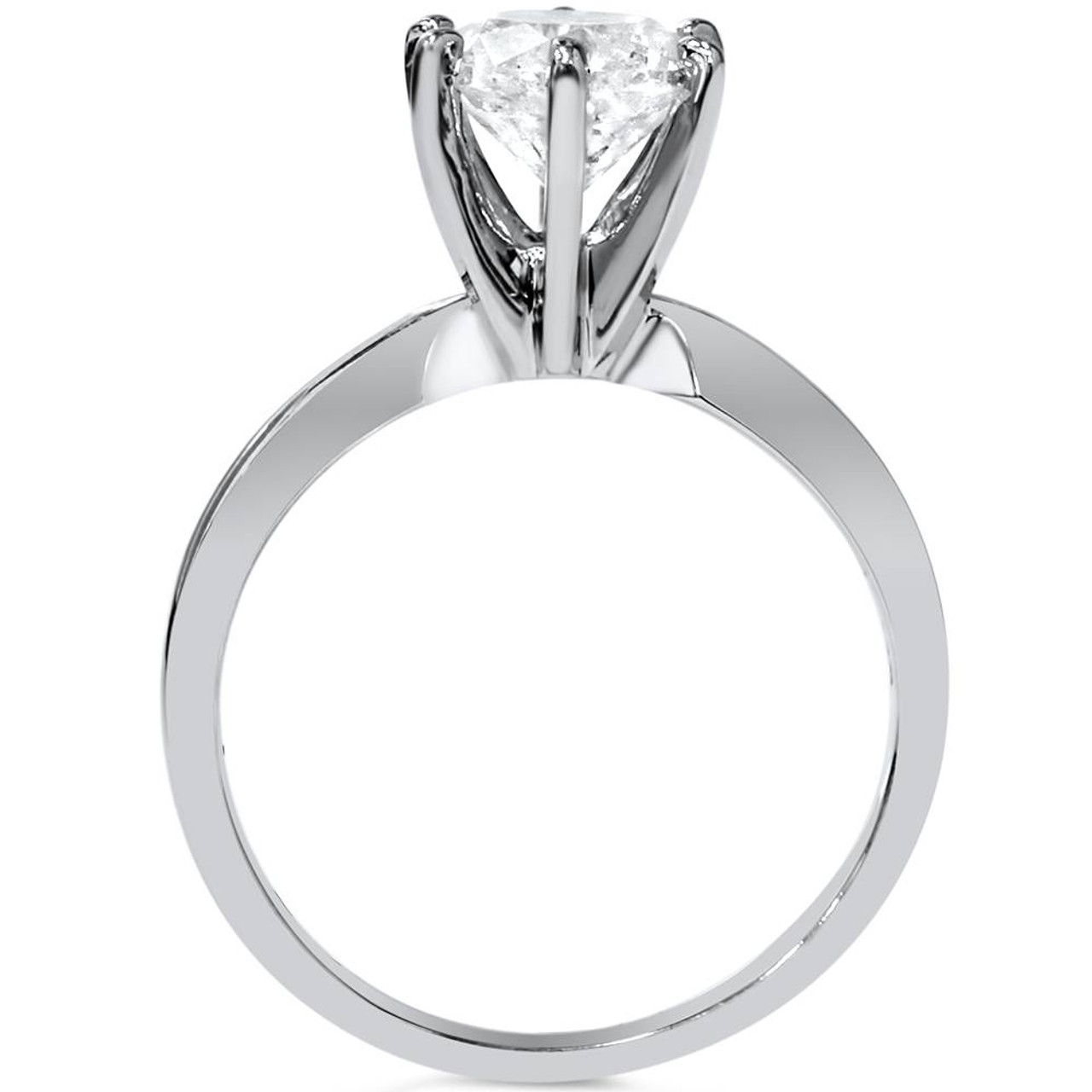 Pompeii3 1/2ct Round Solitaire Diamond Engagement Ring 14K White Gold Enhanced - Size 8.5