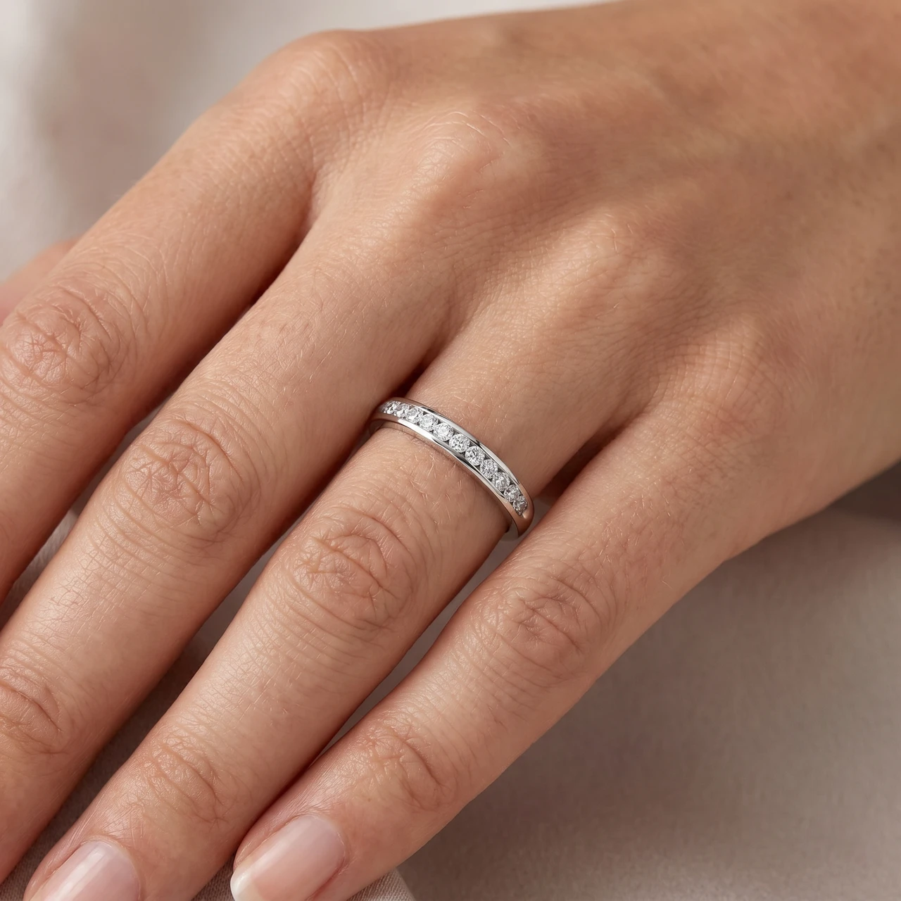 1/4Ct Lab Grown Channel Set Diamond Wedding Ring 14k Gold or Platinum (F-G, VS)