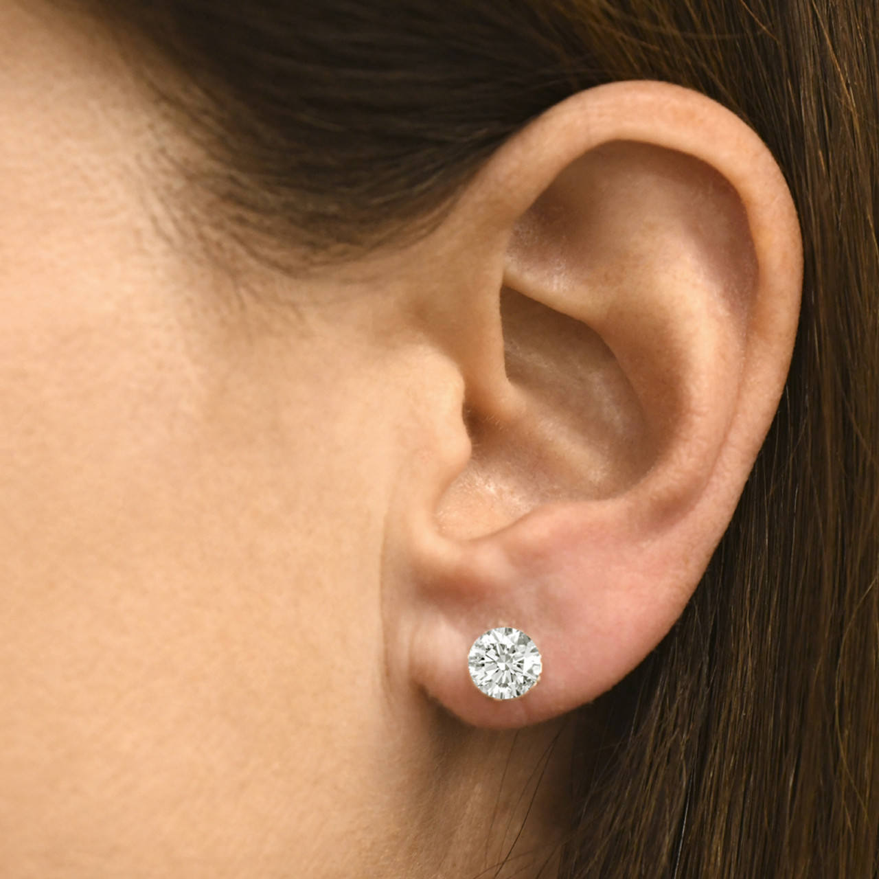Vintage Diamond Earrings 14K White Gold Non-Pierced Screw Backs