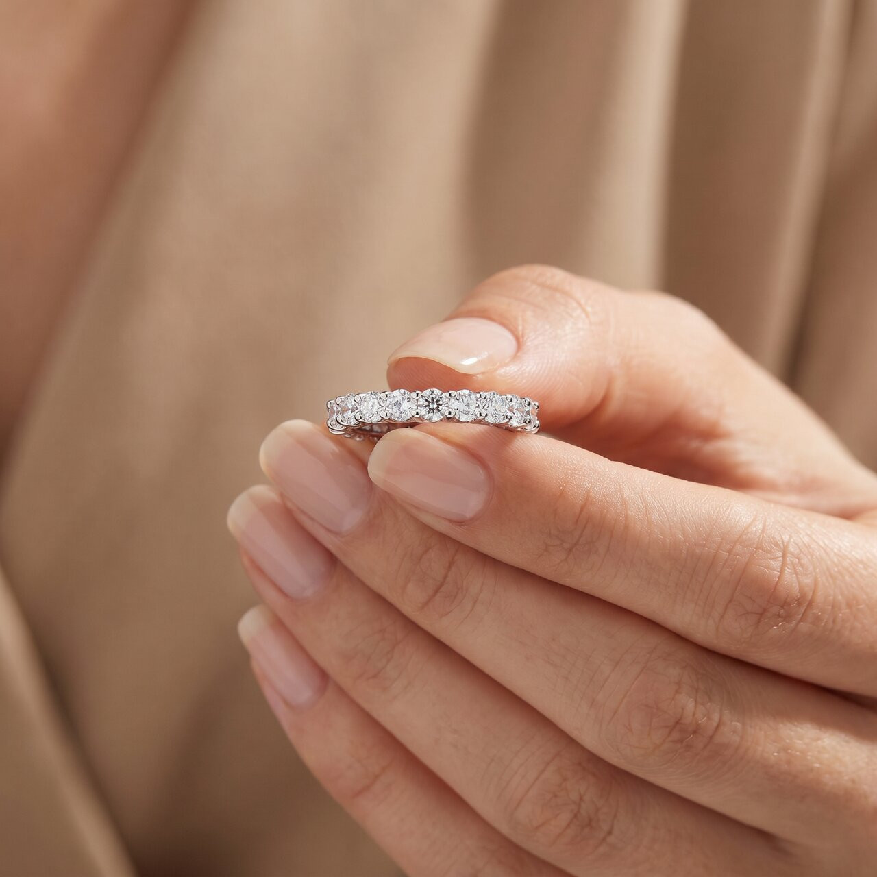 3ct Trellis Diamond Eternity Wedding Ring 14K White Gold (I-J, I2-I3)
