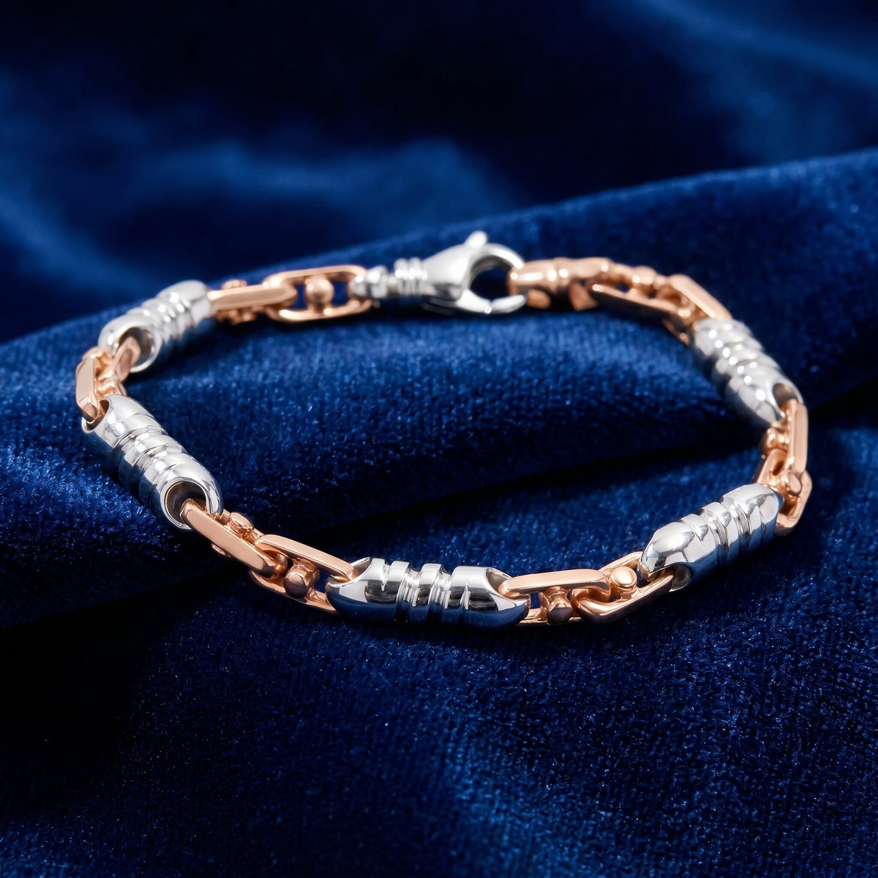 Men's Figaro Link 14k Gold (36gram) or Platinum (59gram) 6.5mm Bracelet 8"