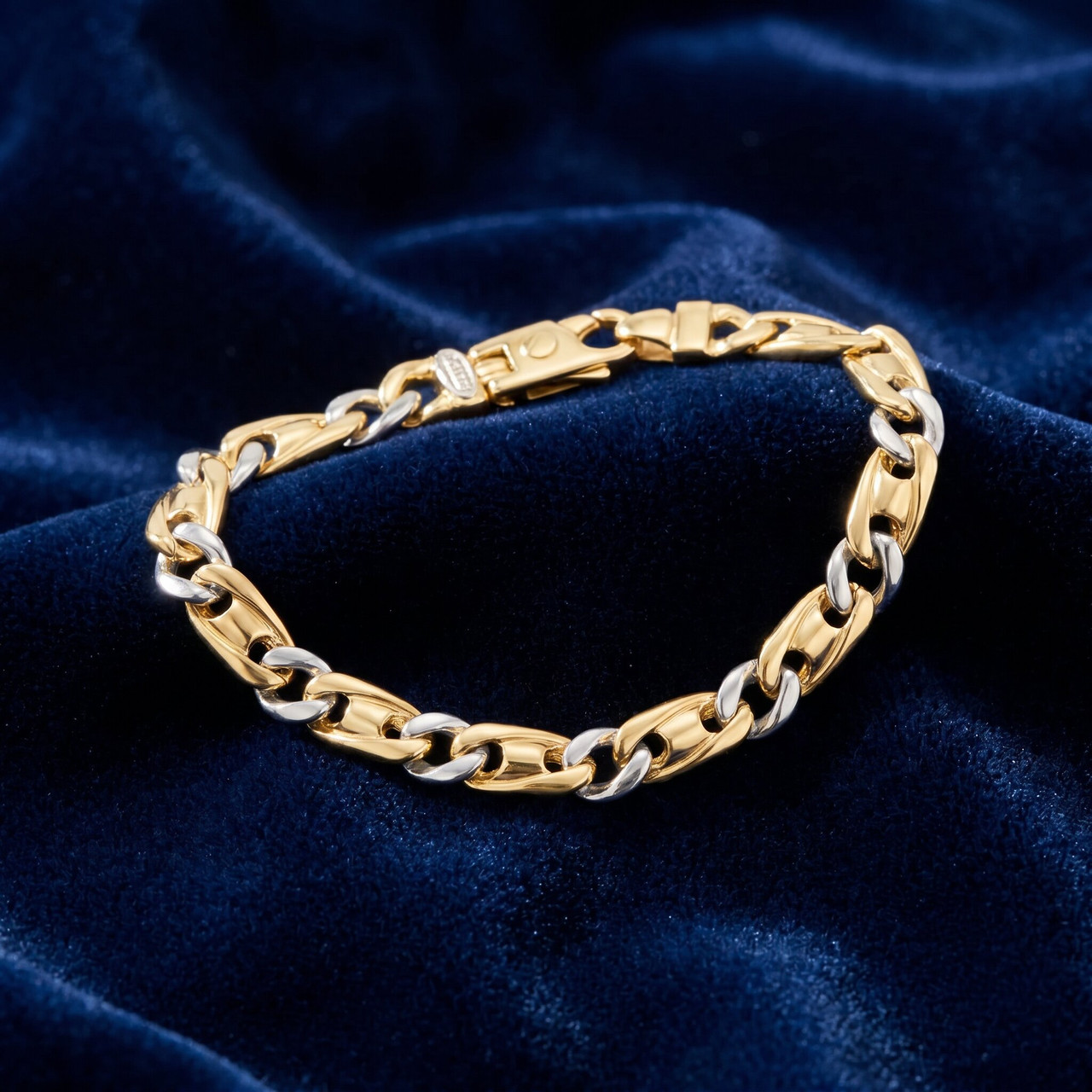 Men's Mariner & Curb Link 14k Gold (35gram) or Platinum (56gram) 7.5mm Bracelet 8"