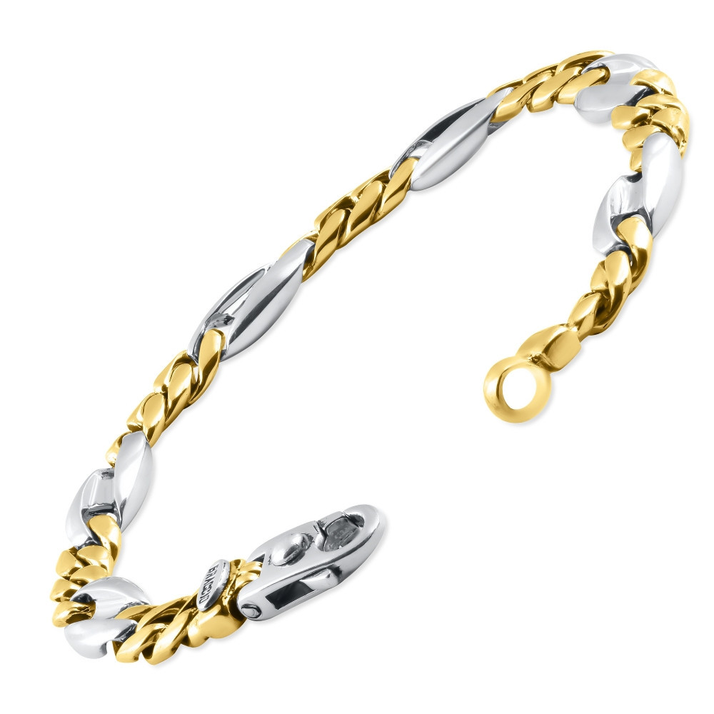 Men's Figaro Link 14k Gold (51gram) or Platinum (82gram) 9.5mm Bracelet 8"