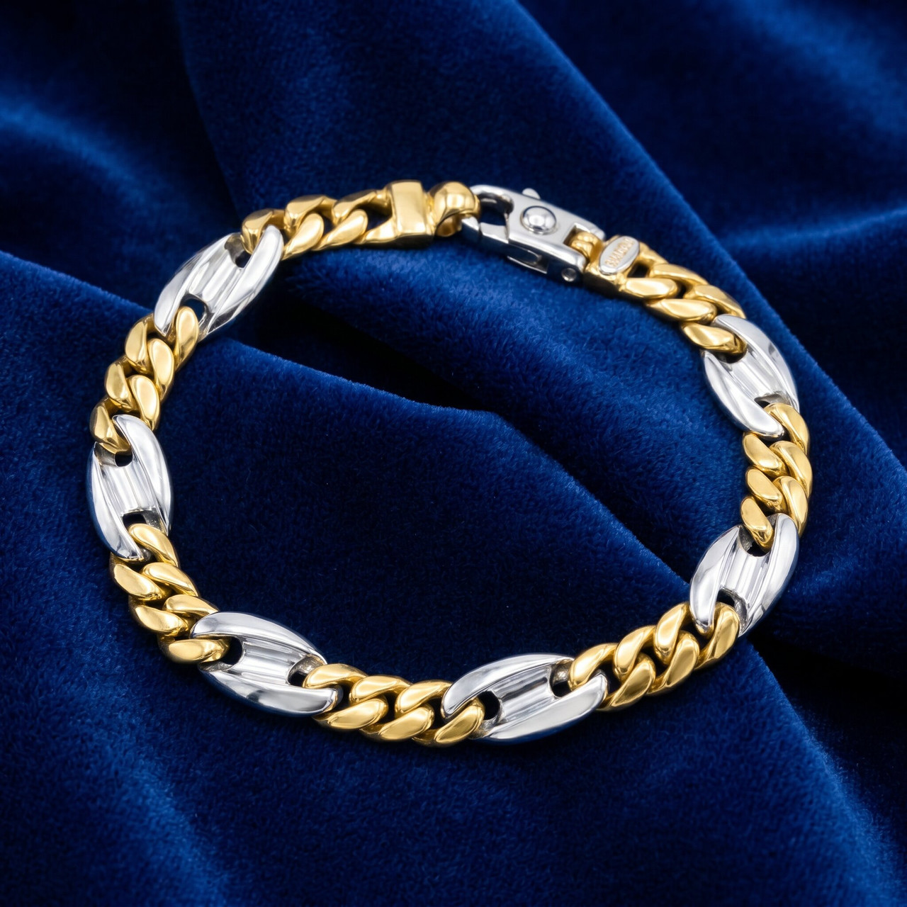 Men's Figaro Link 14k Gold (51gram) or Platinum (82gram) 9.5mm Bracelet 8"
