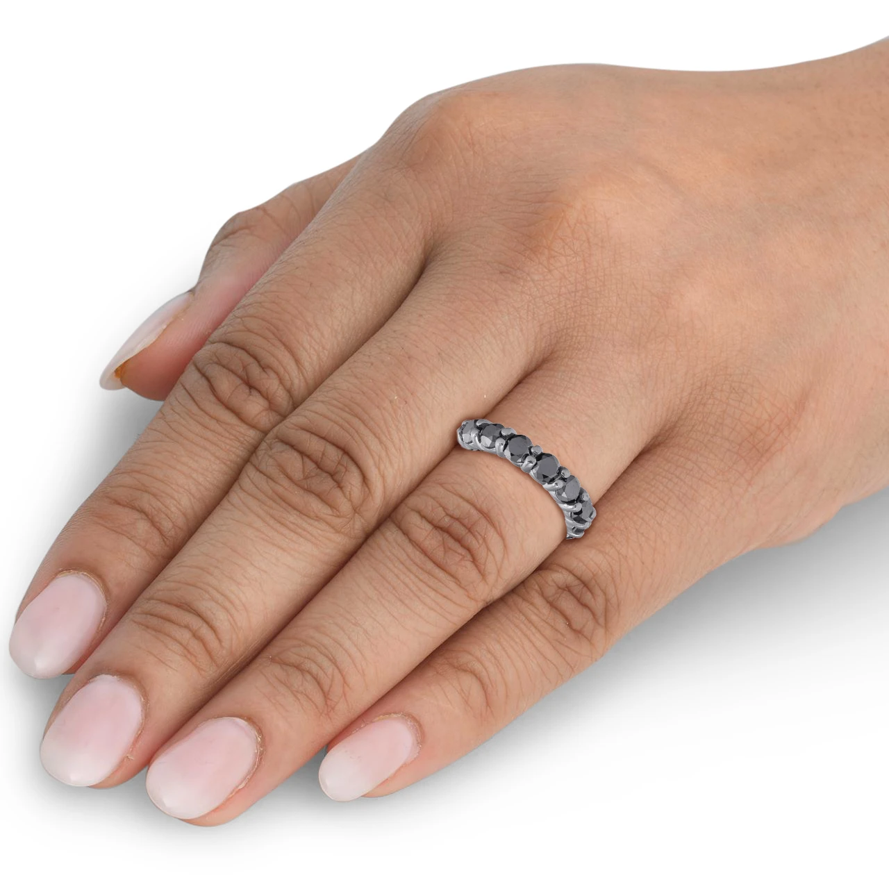 3 1/2ct Black Diamond Black Gold Eternity Stackable Ring (Black, I2-I3)