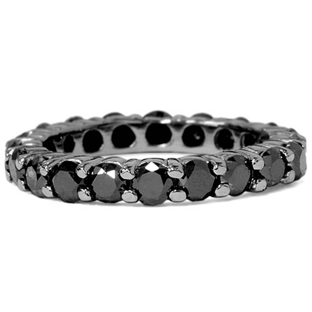 3 1/2ct Black Diamond Black Gold Eternity Stackable Ring (Black, I2-I3)