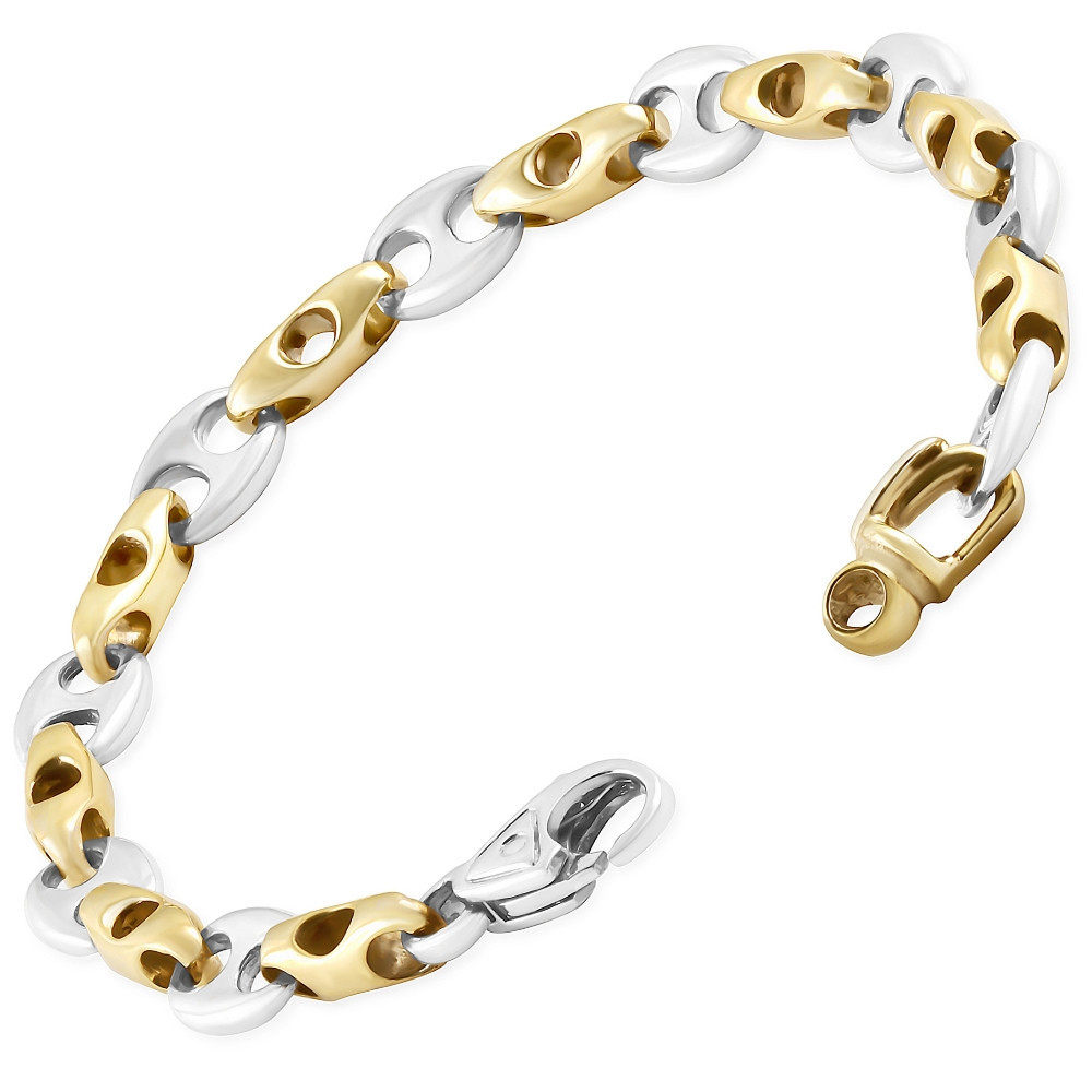 Men's Designer Mariner Link 14k Gold (32gram) or Platinum (51gram) 5-9mm Bracelet 8.75"