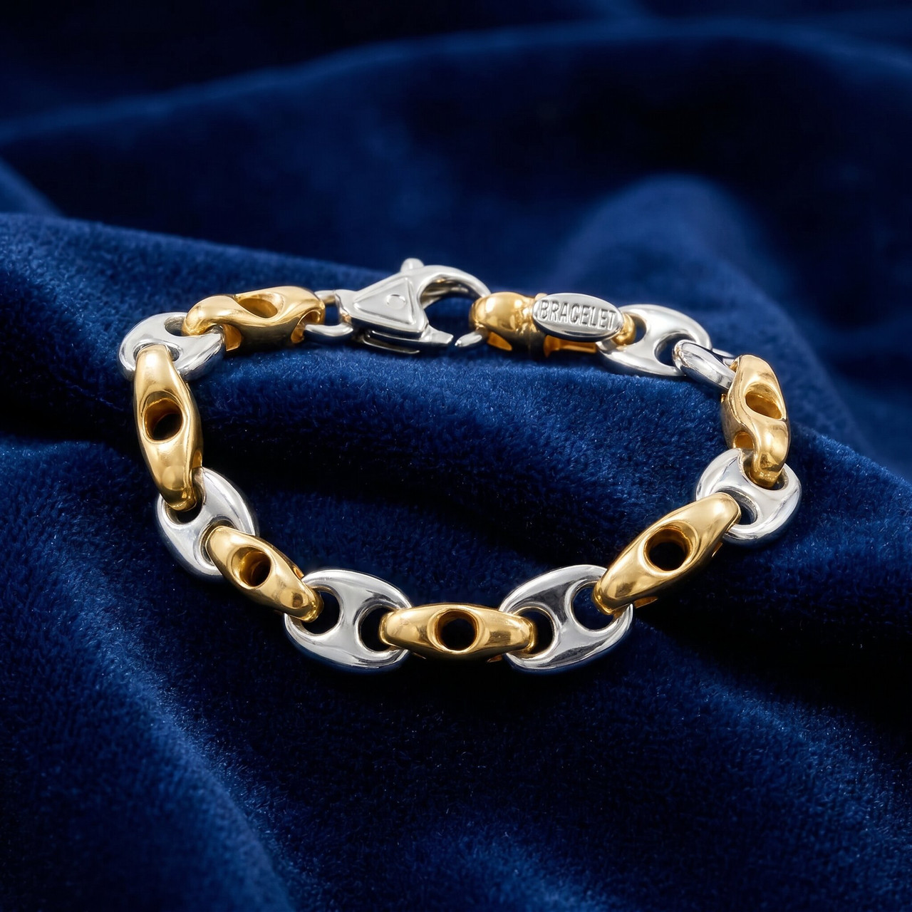 Men's Designer Mariner Link 14k Gold (32gram) or Platinum (51gram) 5-9mm Bracelet 8.75"