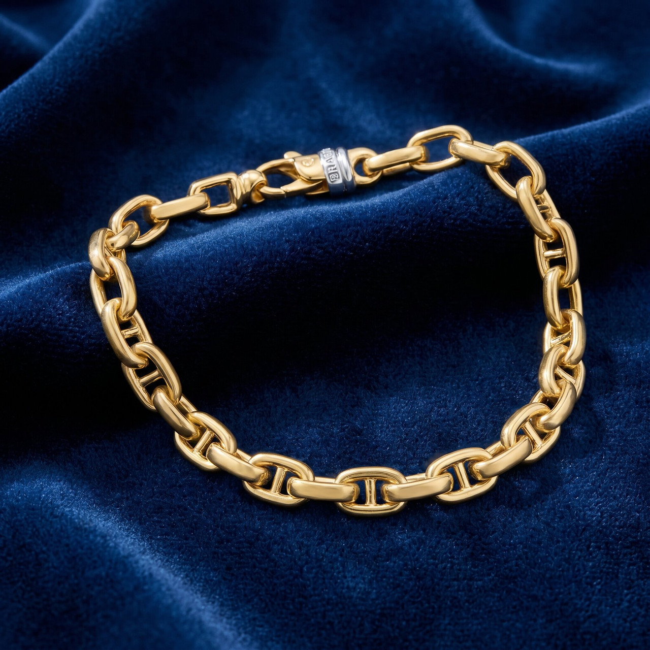 Men's Anchor & Round Link 14k Gold (43gram) or Platinum (69gram) 7.5-8mm Bracelet 8.75"