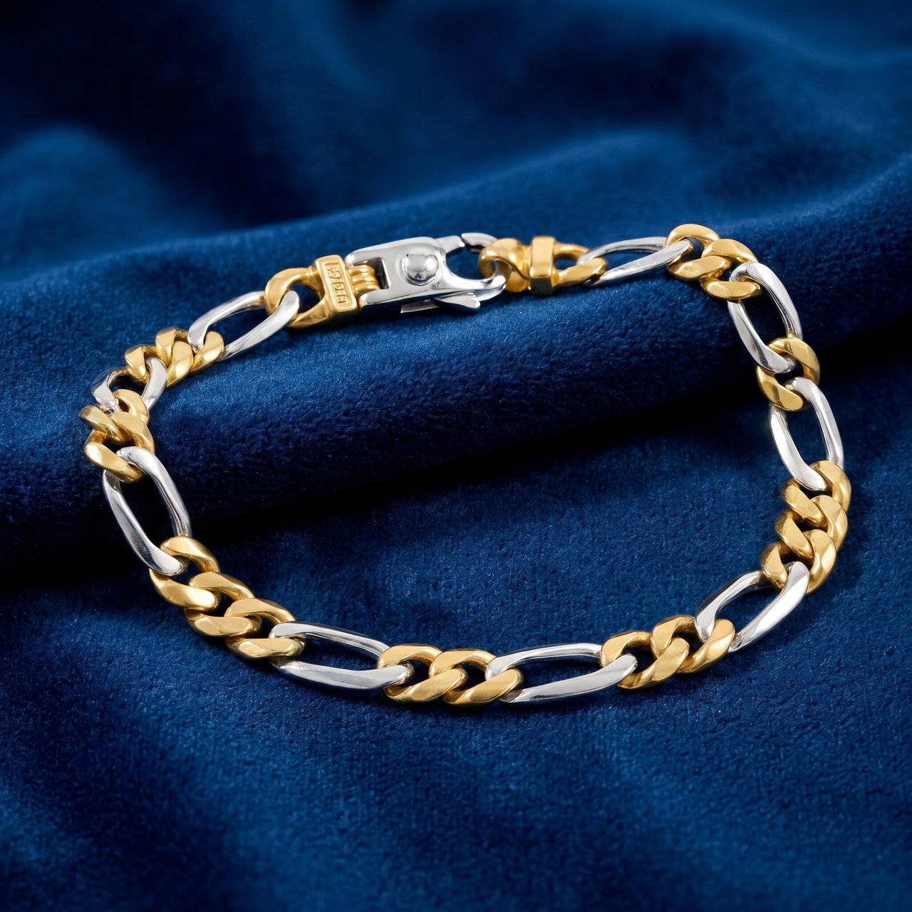 Men's Figaro Link 14k Gold (14gram) or Platinum (23gram) 5.5mm Bracelet 8.5"