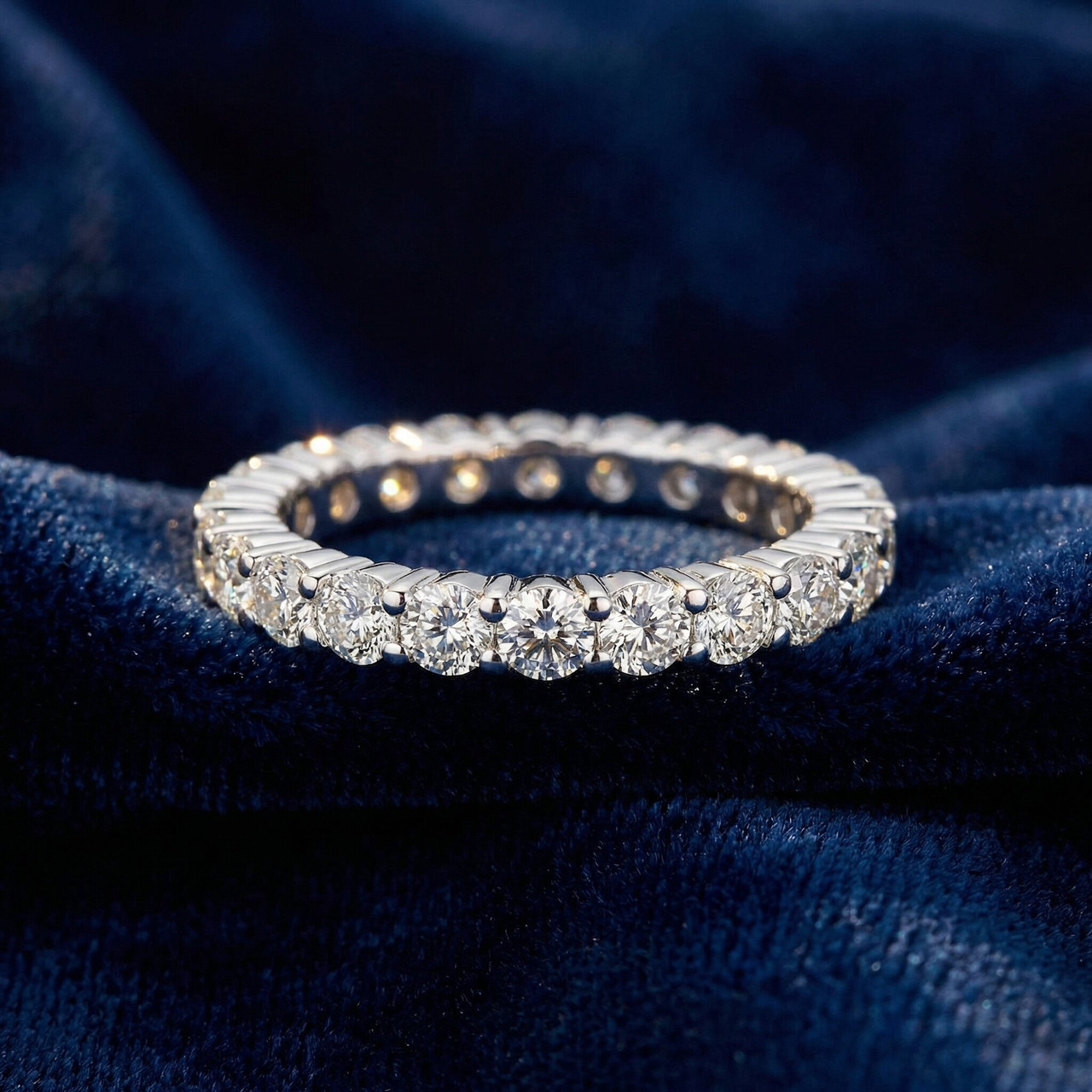 1 1/3CT Diamond Eternity Wedding Ring 14K White Gold (H-I, I1)