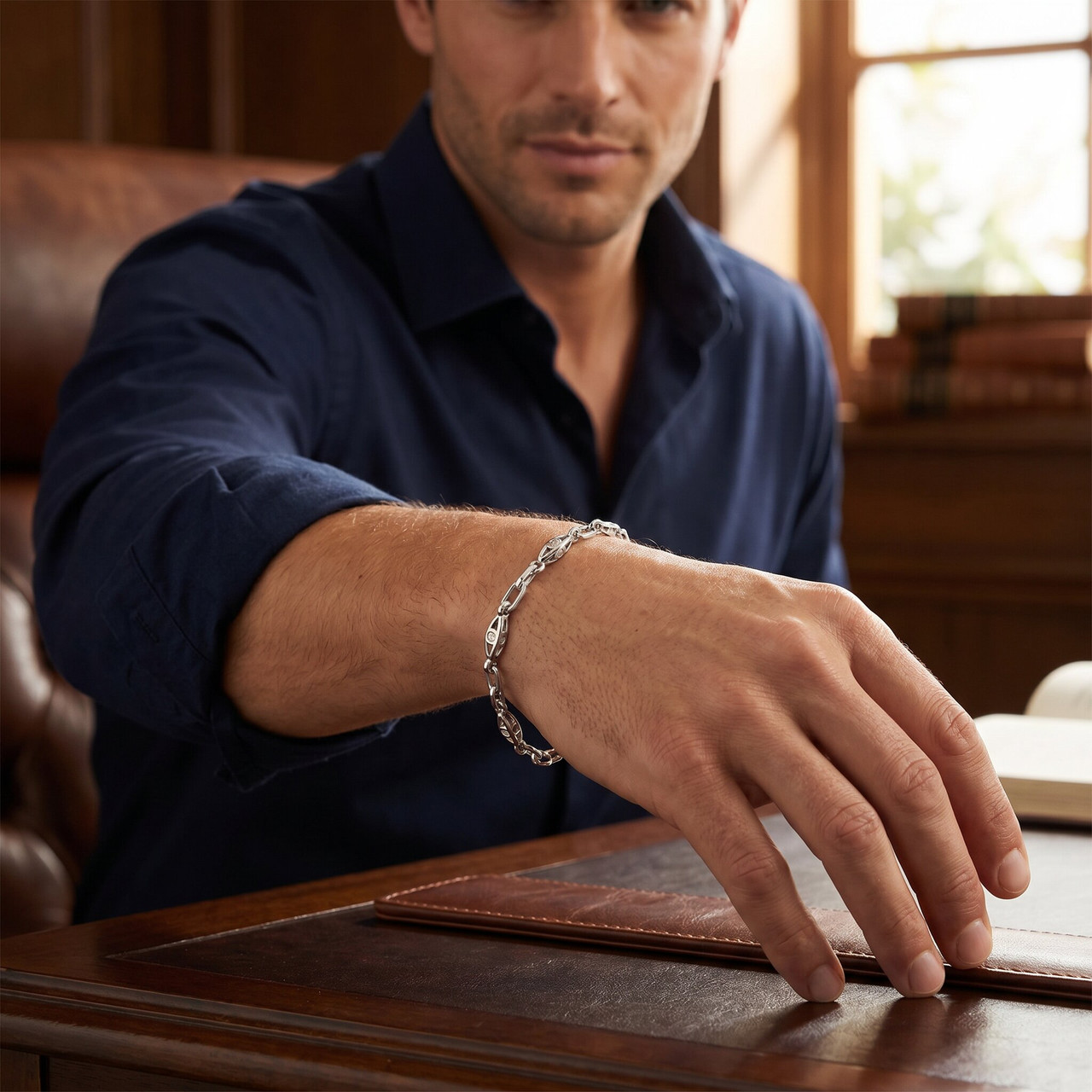 Men's Link 14k Gold (15gram) or Platinum (25gram) 4-5mm Bracelet 8"