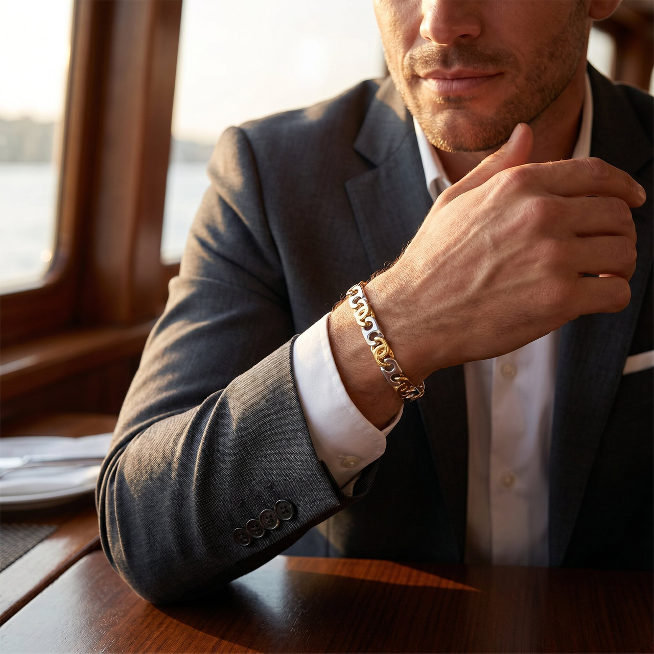 Men's Mariner Link 14k Gold (34gram) or Platinum (56gram) 8mm Bracelet 9"
