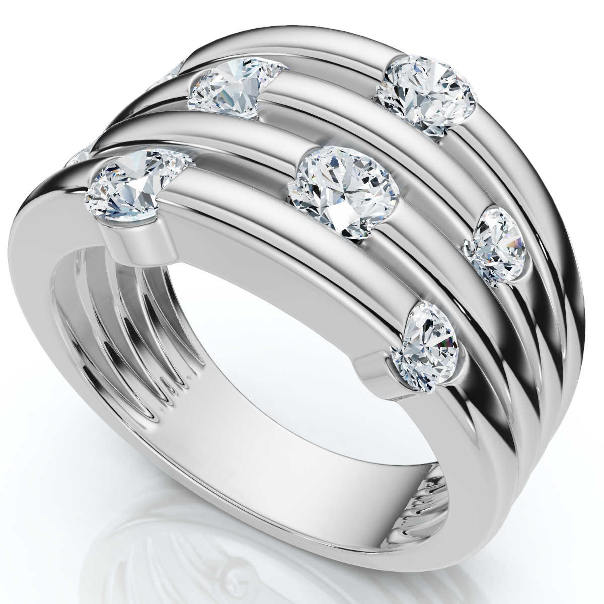 14K White Gold 1ct Real Diamond Right Hand Ring (G-H, I1)