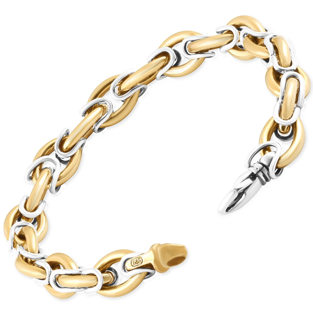 Men's Byzantine Round Link 14k Gold (59gram) or Platinum (96gram) 10mm Bracelet 8.5"