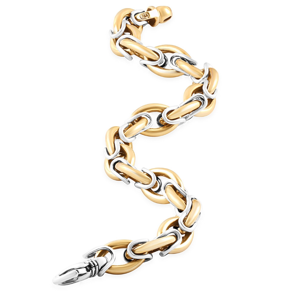 Men's Byzantine Round Link 14k Gold (59gram) or Platinum (96gram) 10mm Bracelet 8.5"