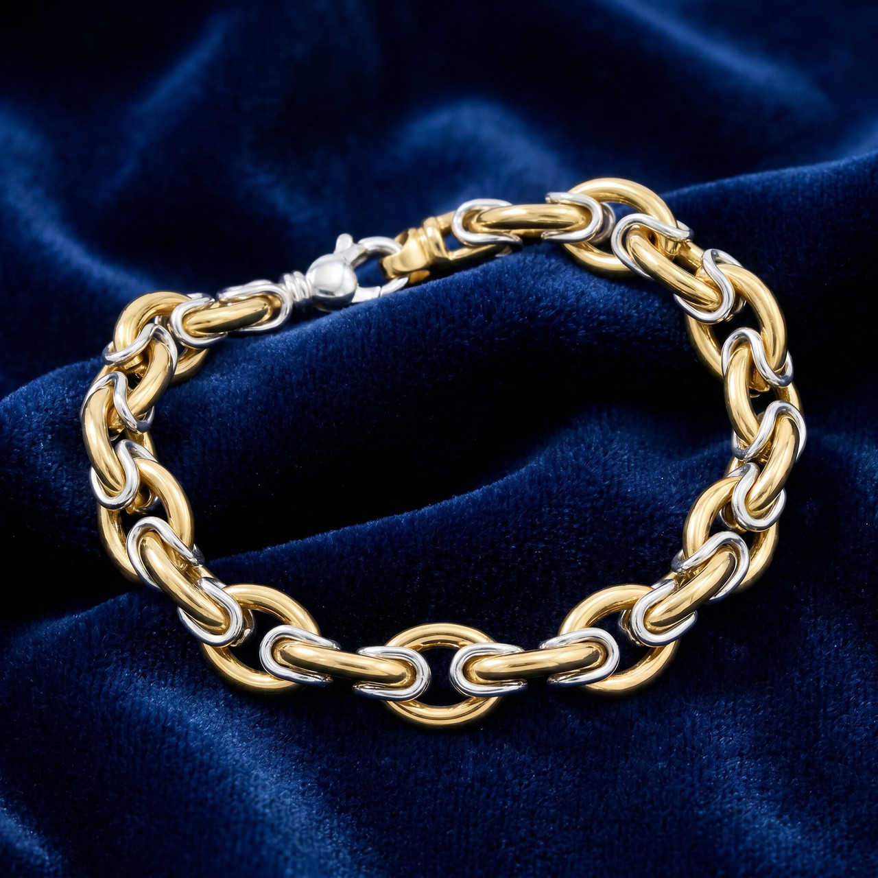 Men's Byzantine Round Link 14k Gold (59gram) or Platinum (96gram) 10mm Bracelet 8.5"