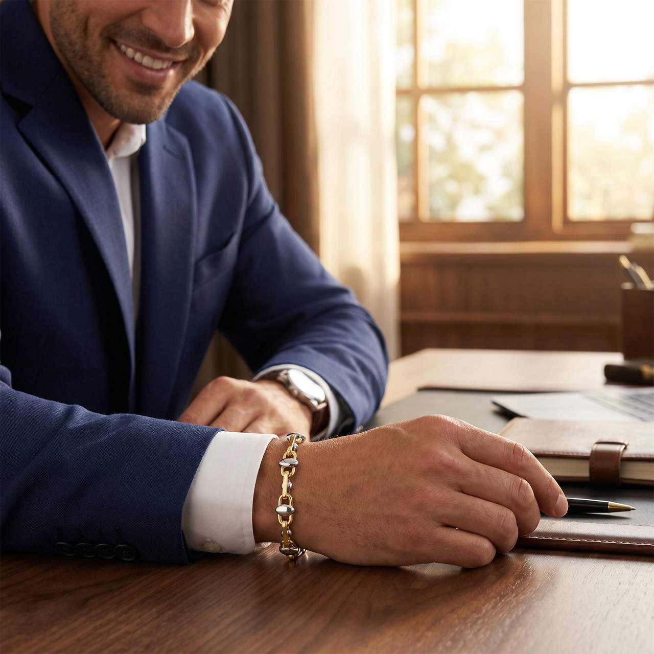 Men's Link 14k Gold (56gram) or Platinum (90gram) 7-12mm Bracelet 8.5"