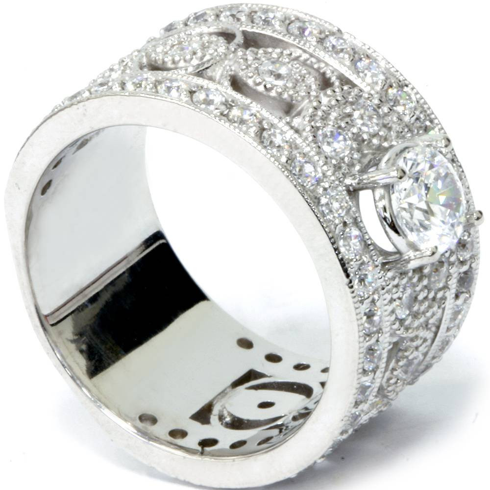 1 5/8 Carat Vintage Diamond Engagement Ring 10K White Gold (G-H, I1)