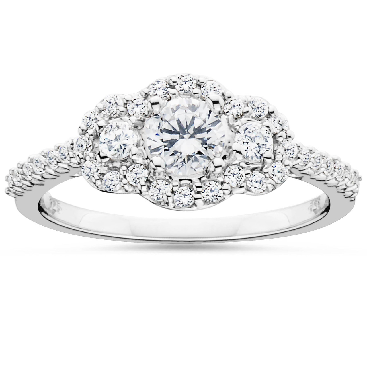 3 stone halo ring