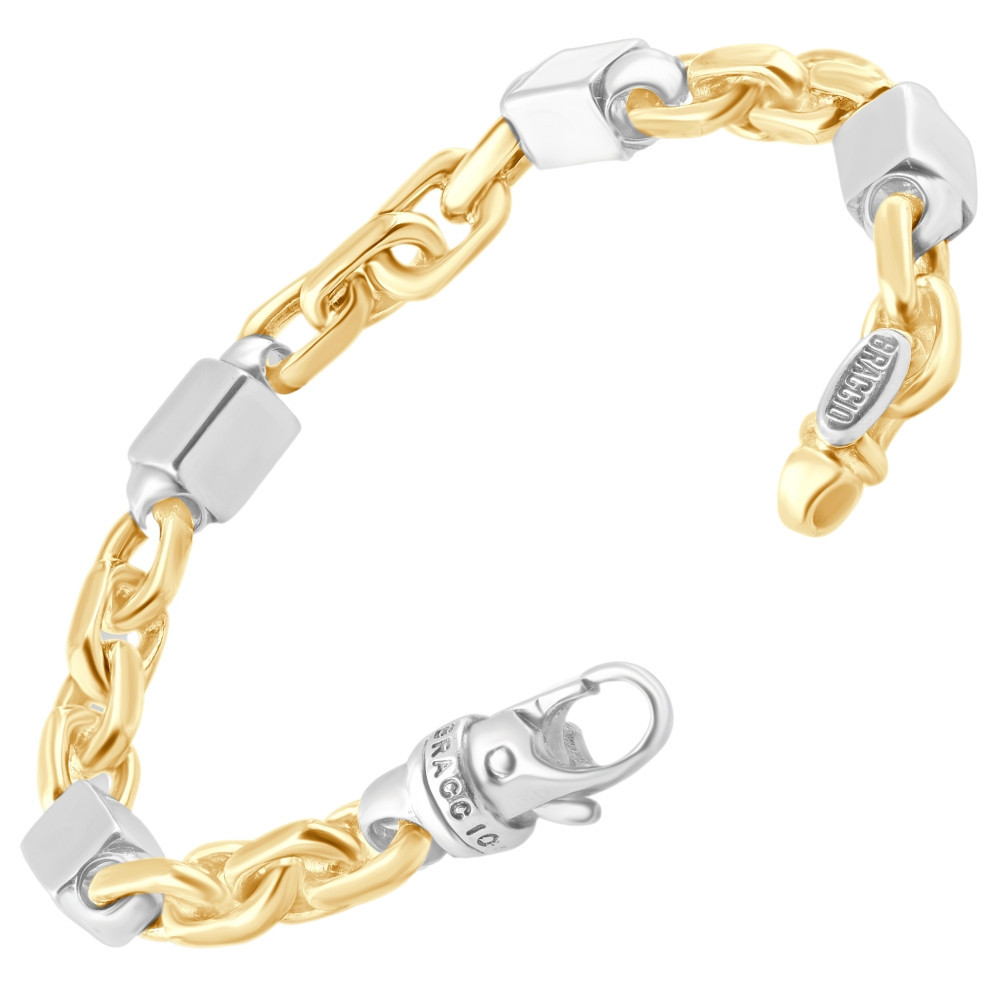 Men's Figaro Link 14k Gold (32gram) or Platinum (52gram) 7.5mm Bracelet