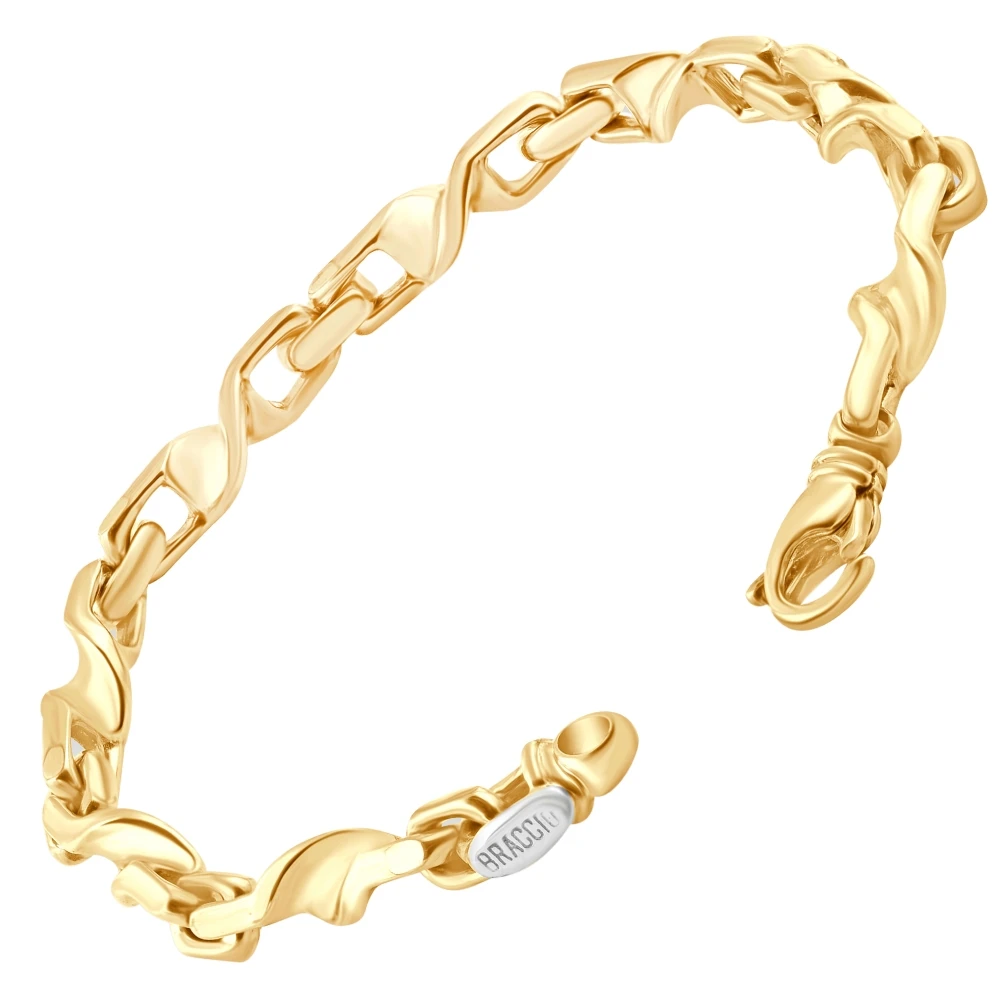 Men's Twisted Link 14k Gold (34gram) or Platinum (55gram) 6mm Bracelet 8.5"