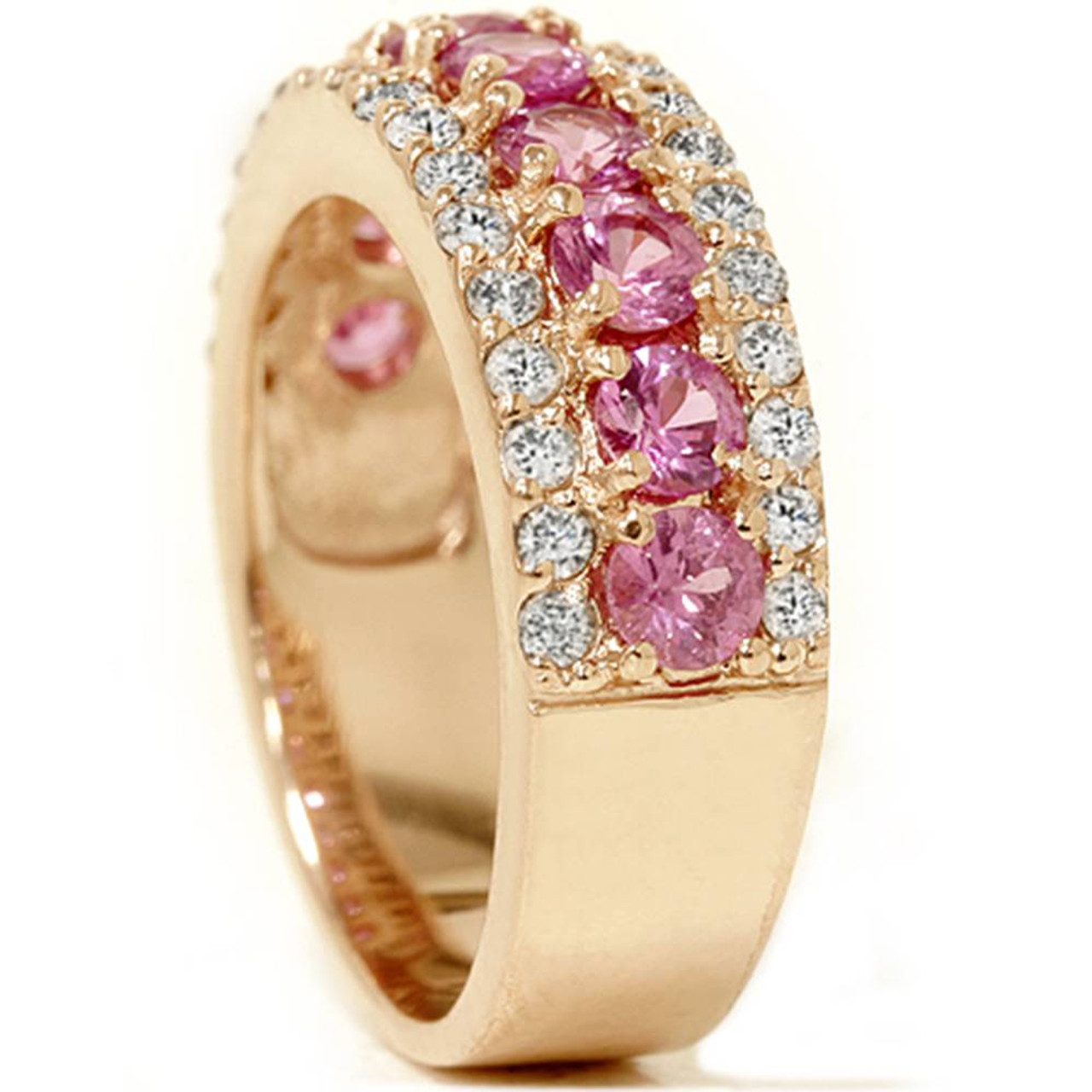 1 1/2ct Pink Sapphire & Diamond Wedding Ring 14K Rose Gold (G-H, I2-I3) 1 1/2ct Pink Sapphire & Diamond Wedding Ring 14K Rose Gold (G-H, I2-I3)