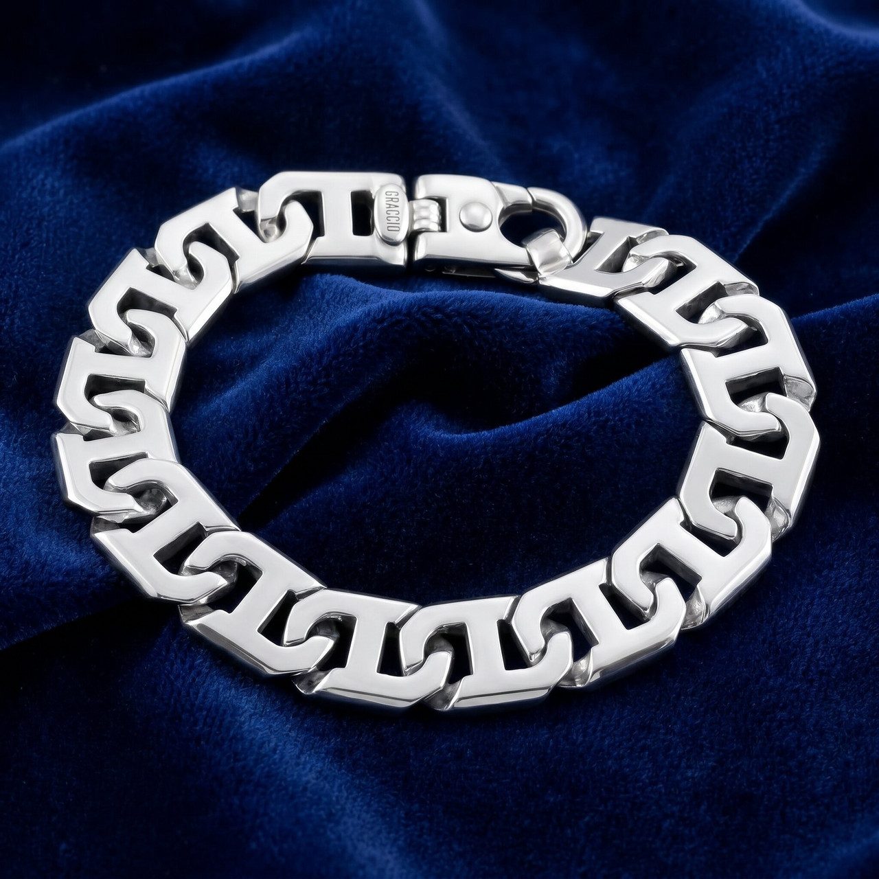 Men's Marine Link 14k Gold (86gram) or Platinum (138gram) 14.5mm Bracelet 9.25"