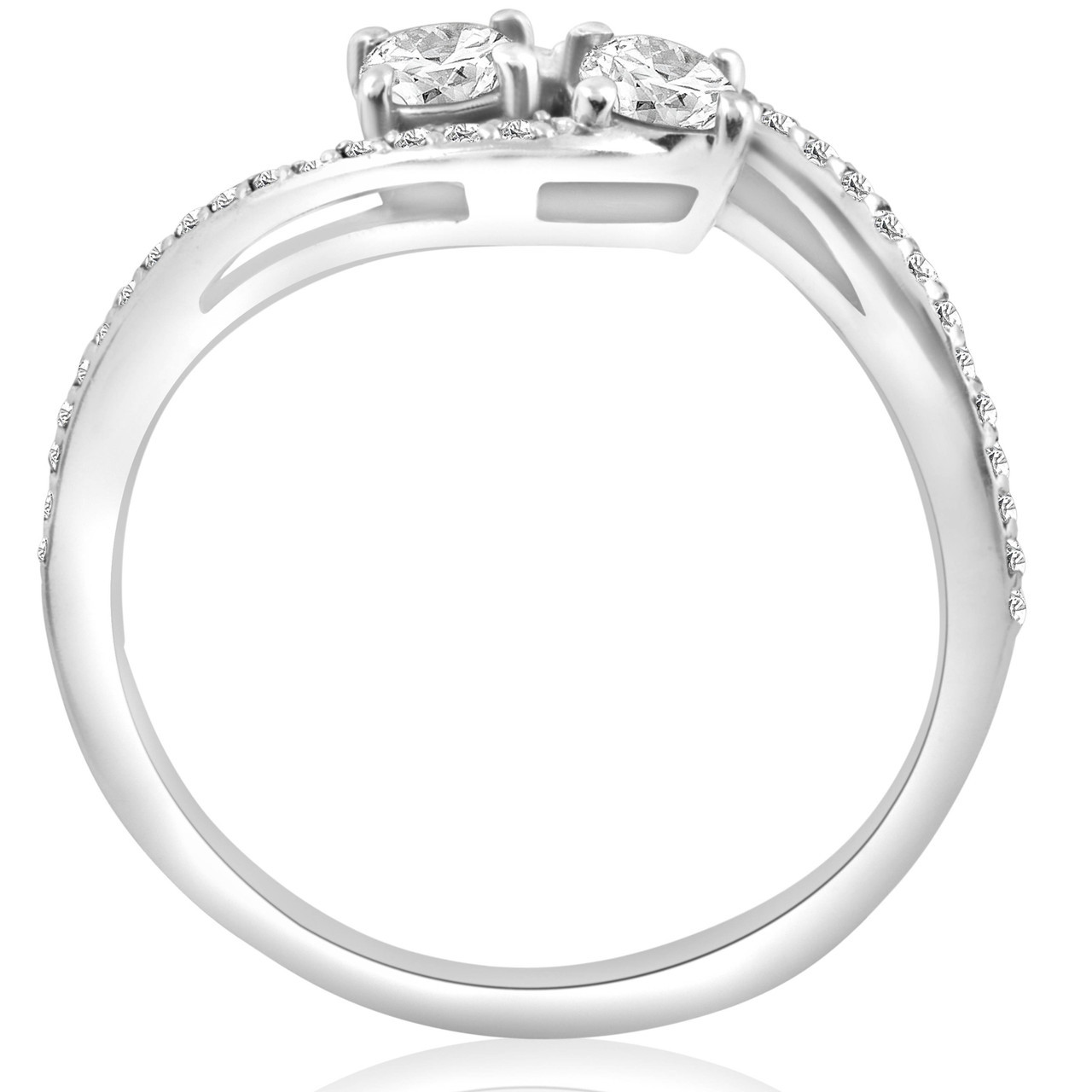 1/2 Carat 2 Stone Forever Us Diamond Engagement Ring White Gold (H-I, I1)