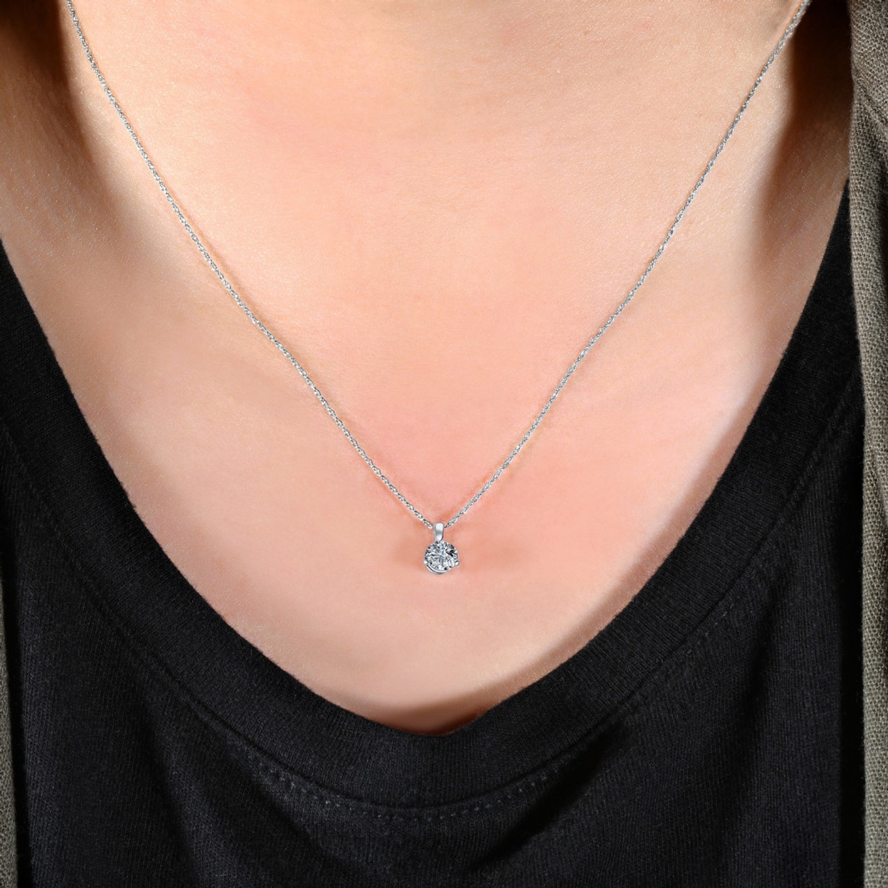 Solitaire necklace with a 2.00 carat diamond in white gold - BAUNAT