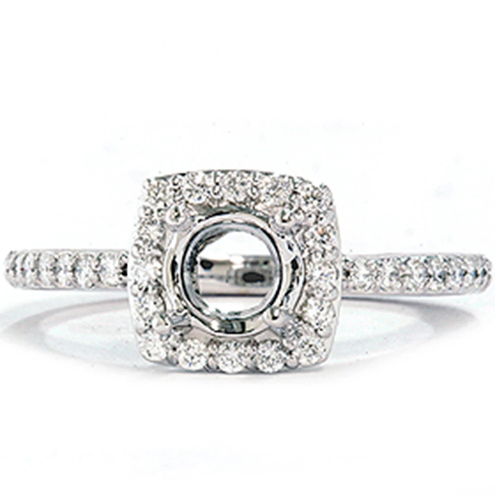 1/3ct Diamond Halo 14K White Gold Engagement Ring Setting (G-H, I1)