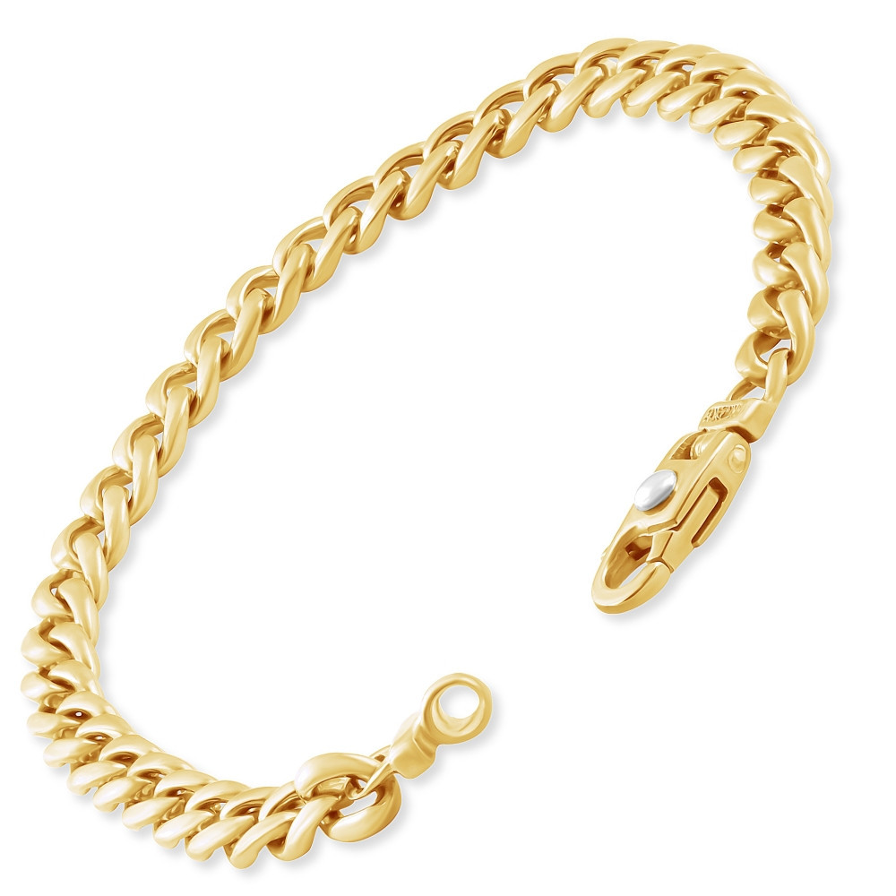 Men's 7mm Concave Cuban Link Chain Necklace - 14K Gold Plated, Multiple Lengths
