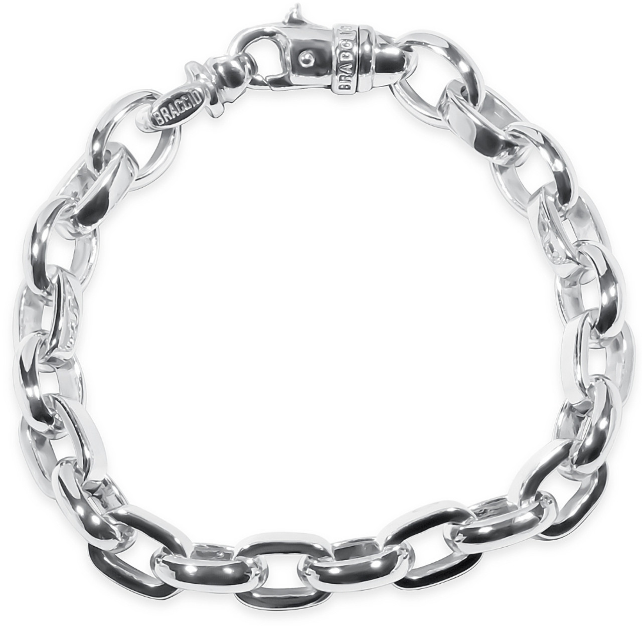 8.5 in Mens Sterling Silver Link Bracelet (11mm)
