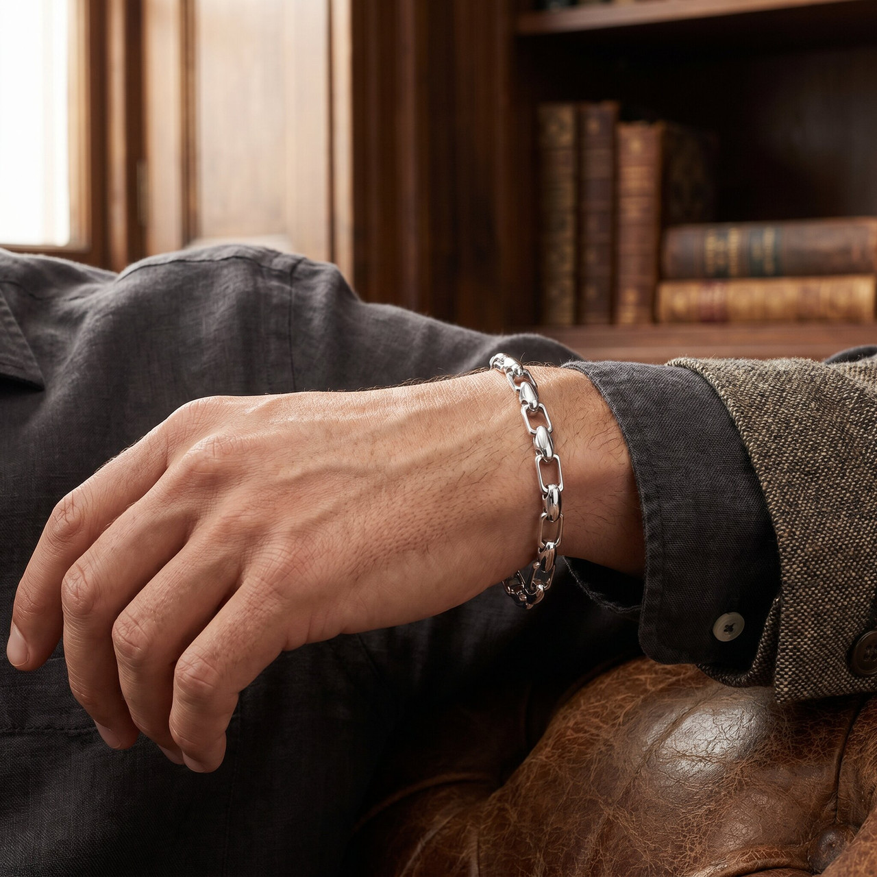 Men's Designer Mariner Link 14k Gold (16gram) or Platinum (27gram) 4.5mm Bracelet 8.5"
