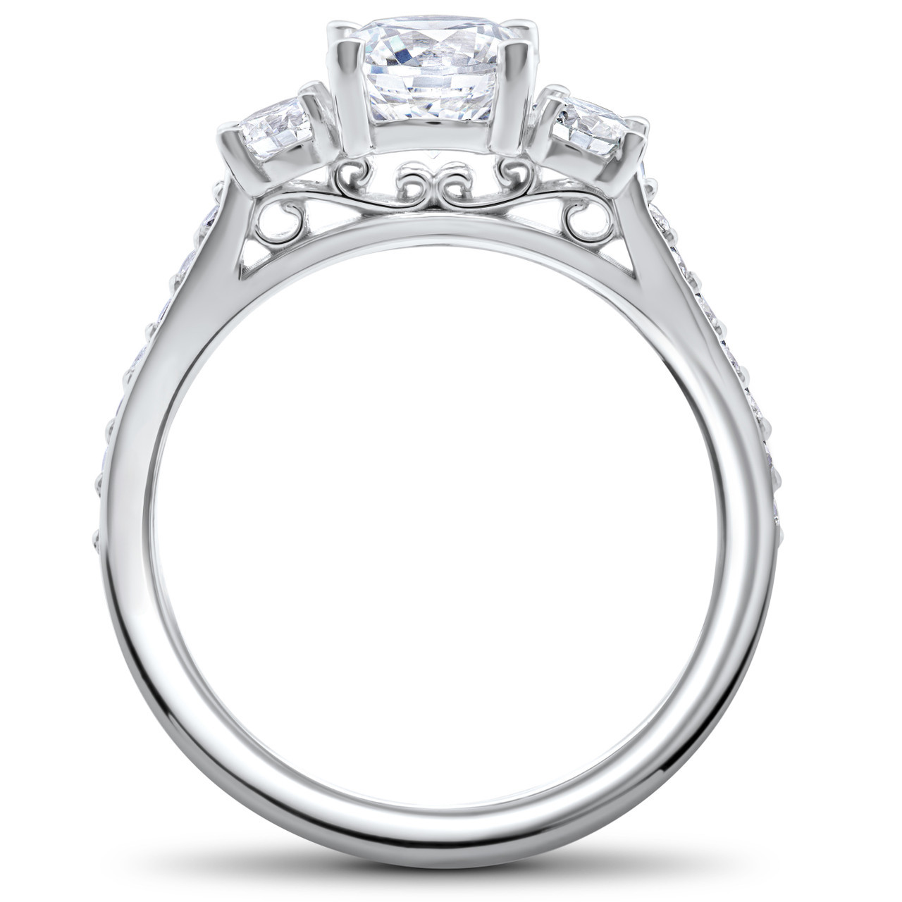 1 1/4 ct Round Diamond 3-Stone Lab Created Eco Friendly Engagement Ring White Gold (F-G, VS)