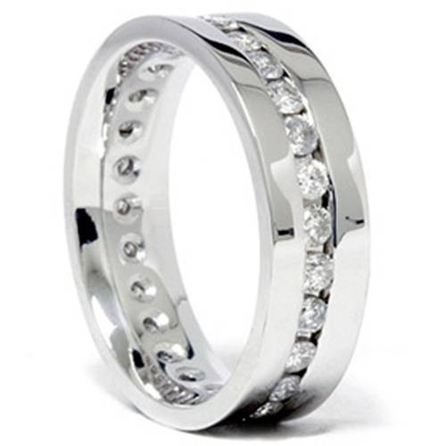 Mens 1 1/4ct Real Diamond Channel Set Eternity Ring Wedding Band Anniversary (G-H, I1)
