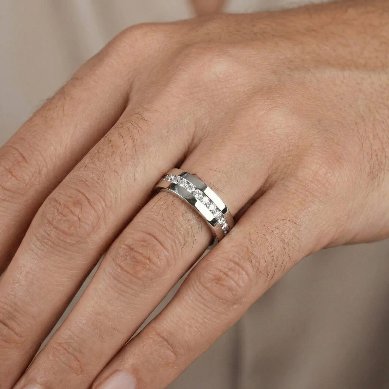 Mens 1 1/4ct Real Diamond Channel Set Eternity Ring Wedding Band Anniversary (G-H, I1)